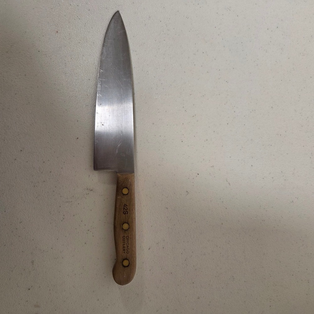 Chicago Cutlery 42S Chef Knife 8 Inch Walnut Handle Made in USA Vintage